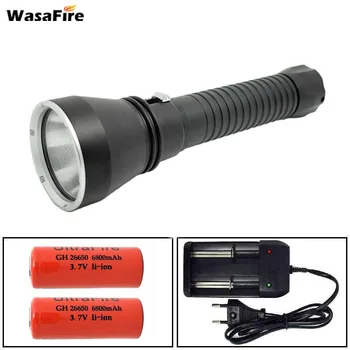 

Powerful XHP70 Scuba Submarine Flashlights 130m Underwater Waterproof Dive Lantern Hunting Light with 26650 Battery+Charger