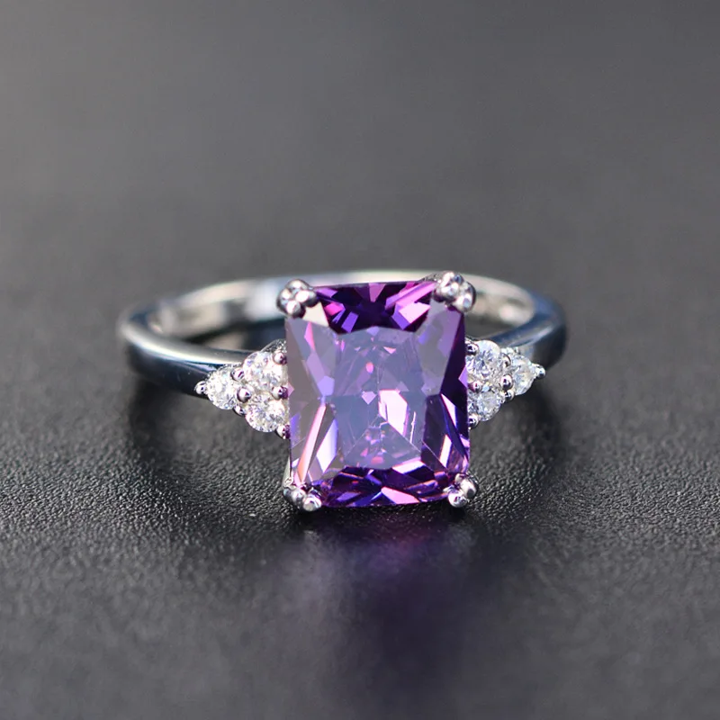 Новое тонкое обручальное рубиновое кольцо кольца из стерлингового серебра 925 кольцо с драгоценным камнем Аметист Серебряное Изумрудное кольцо с синим сапфиром для женщин - Цвет камня: Gemstones-JR64-1