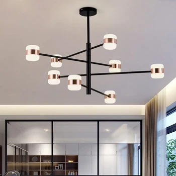 

Nordic living room led chandelier modern wrought iron acrylic rotating creative hanging lamp dining room bedroom home lighting