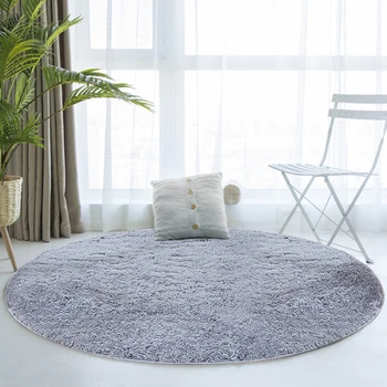 

Plush Carpet Modern Fluffy Faux Fur Round Carpet Gray Soft Rugs Area Mat Home Decor for Living Room Children Room Bedroom