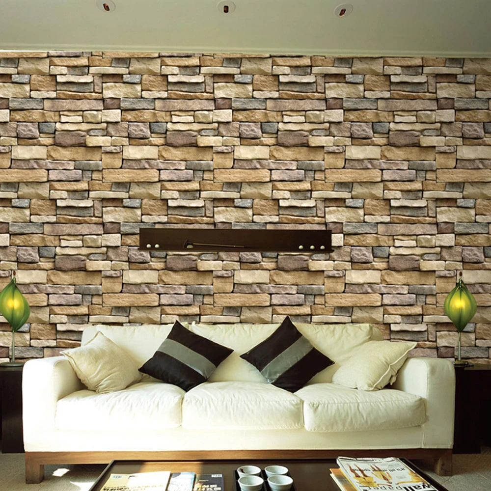 TV Backdrop Self adhesive Rustic Brick Wallpaper Vinyl Waterproof Wall Covering Stickers Bedroom Living Room