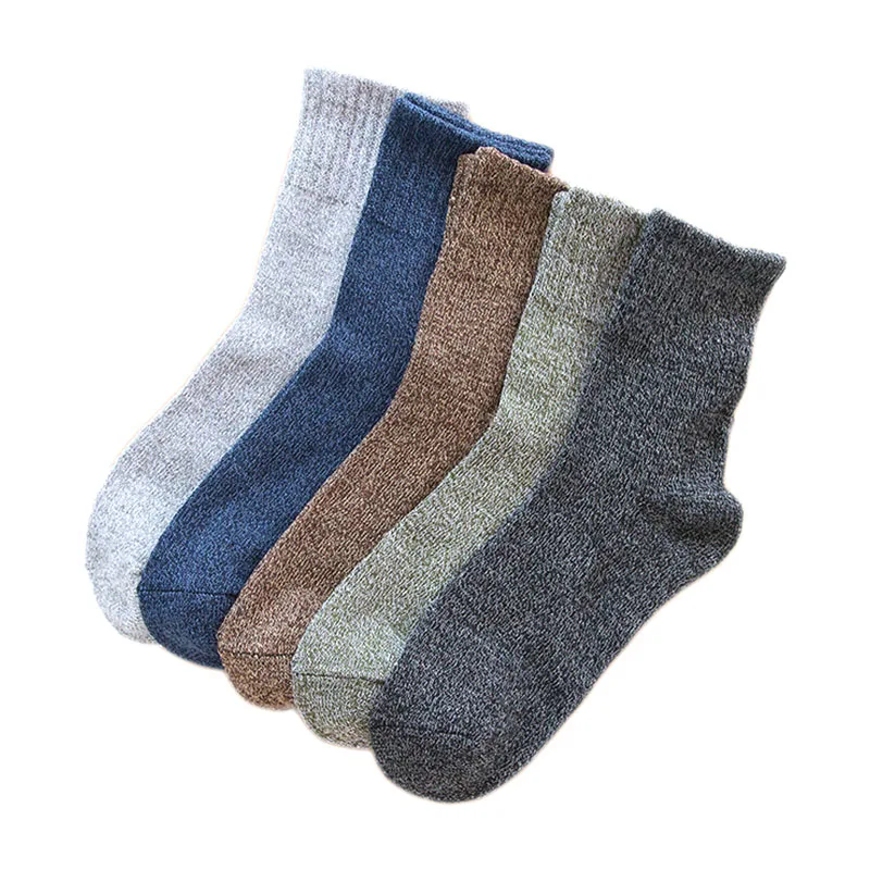 5 пар, толстые теплые мужские носки с имитацией шерсти, корейские толстые носки с нитью, хлопковые мужские носки - Цвет: Comb6