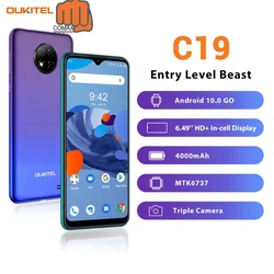 OUKITEL C19 6,49 ''HD + 2 Гб 16 Гб Quad Camera смартфон MTK6737 Восьмиядерный Android 10,0 мобильный телефон 4000 мАч 256 ГБ