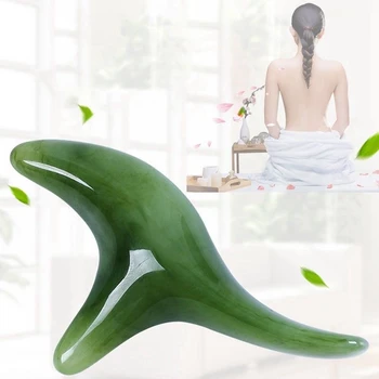 

Natural Green Beeswax Jade Face Gua Sha Triple-Cornered Massager Board Rod Body Foot Acupoint Massage Stick Health Tool