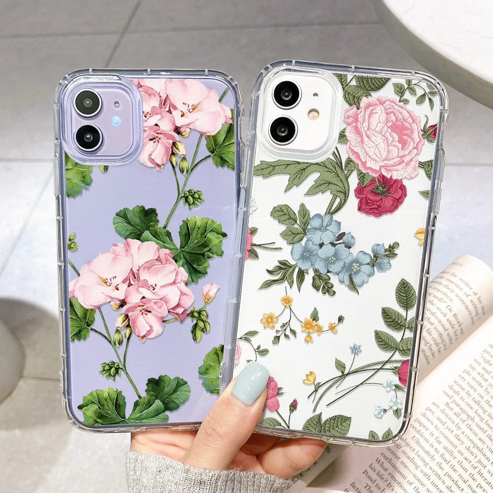 Case For Iphone 12 Pro Max Cases Silicone Funda Iphone 11 Pro 13 Mini XR X Xs Max 7 8 Plus Capa iphone11 Pro Flora Phone Covers