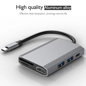 

USB Type C Hub HDMI Converter 6 in 1 Type C to HDMI USB 3.0 PD SD TF Multiport Adaptor for Laptops Notebooks
