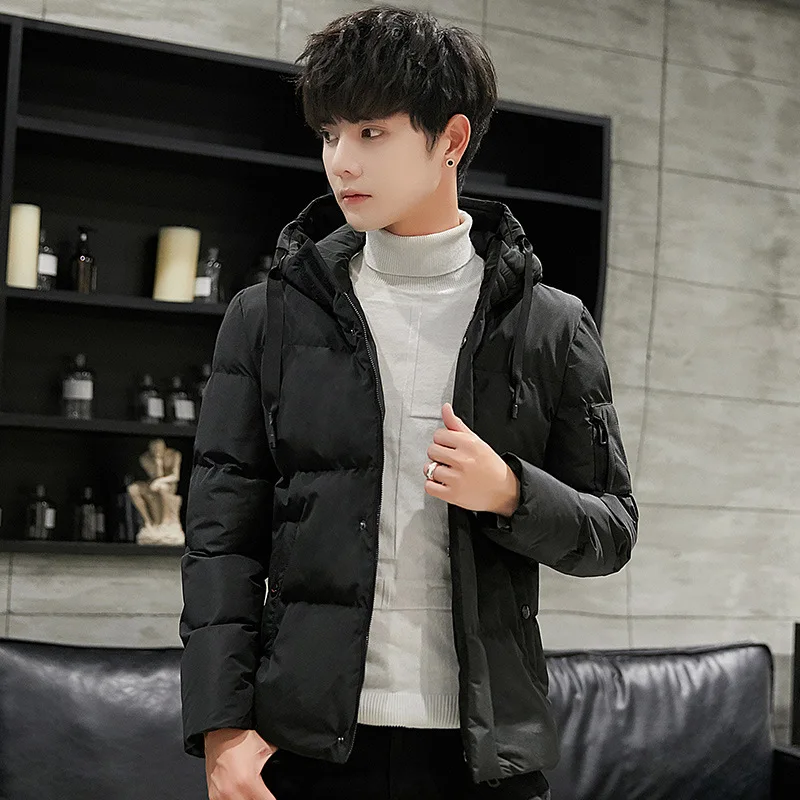 Cotton-padded Clothes Men's Short Winter New Style Thick Solid Color Cotton Coat Men Casual Jacket Men's Fashion