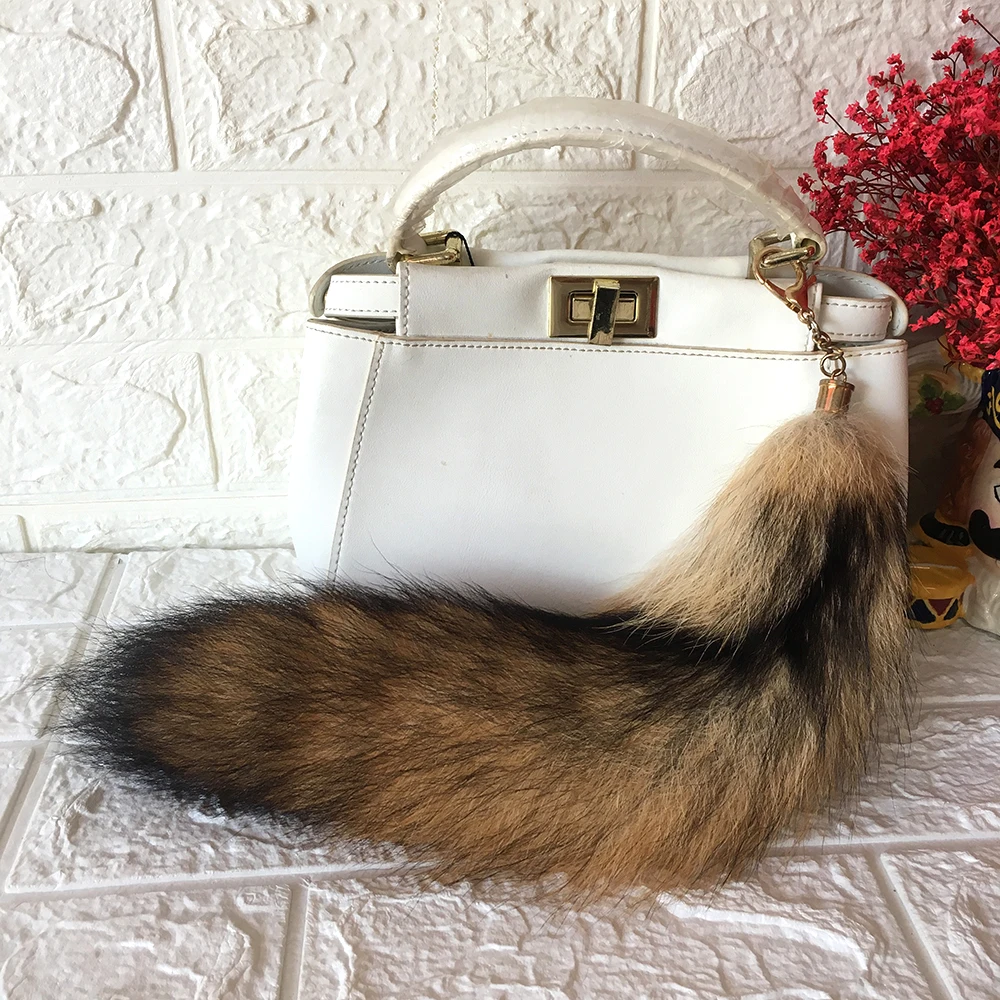 Wolf Tail keychain Chaveiro 35cm Large Real Fur keychain Red Wolf Tail