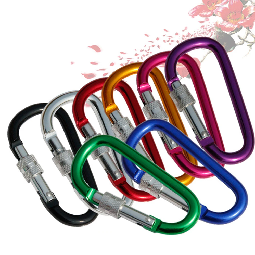 

5PCS D Type Outdoor Aluminum Carabiner Keychain Hanging Keyring Snap Hook Thread Lock Quickdraw Carabiner Buckle Backpack Buckle