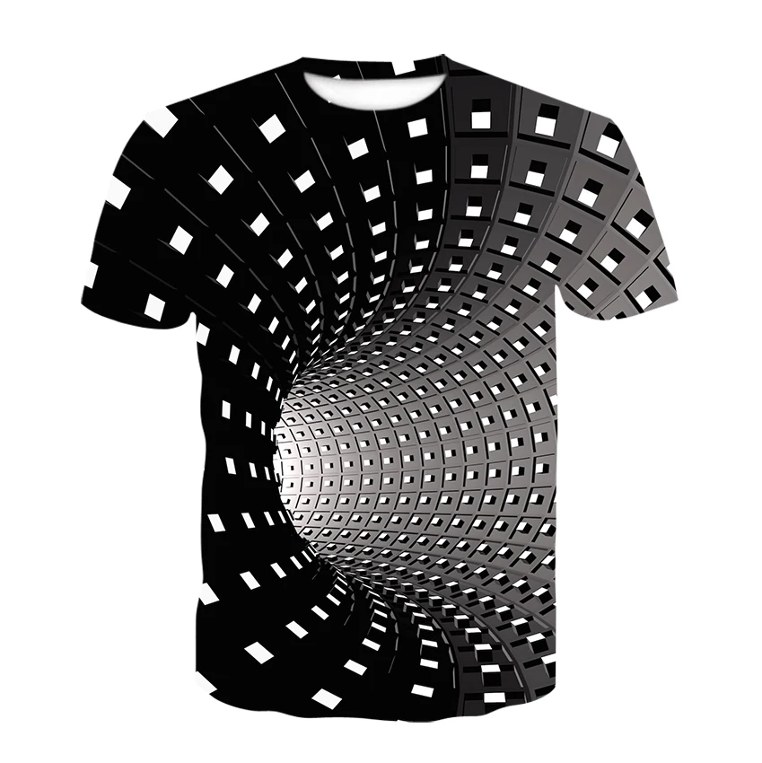 T-Shirt Short-Sleeve Streetwear Large-Size Mens Fashion Summer Casual O-Neck Top Swirl