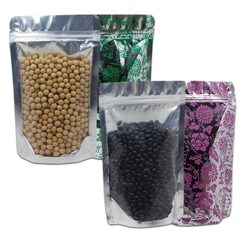 

100Pcs Moisture Proof Aluminum Foil Bags Clear Plastic Stand Up Reclosable Zipper Packing Storage Coffee Beans Food Nuts Pouches