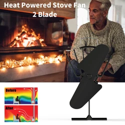 Black 3 Blade Fireplace Heat Powered Stove Fan Eco Friendly Log Wood Burner Quiet Home Fireplace Fan Efficient Heat Distribution