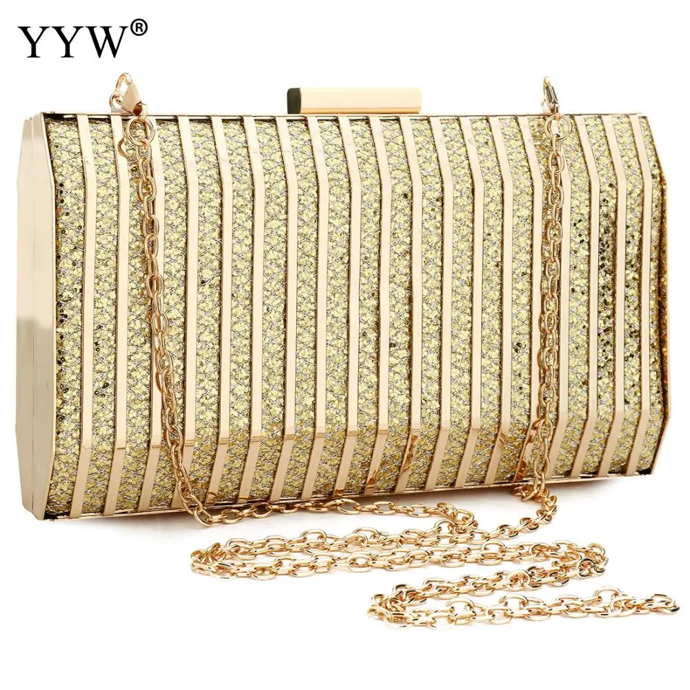 gold cage clutch bag