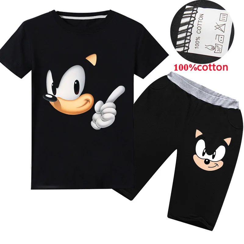 

Children's summer new cartoon pattern hedgehog short-sleeved T-shirt suit boys and girls sports and leisure 2-piece sets