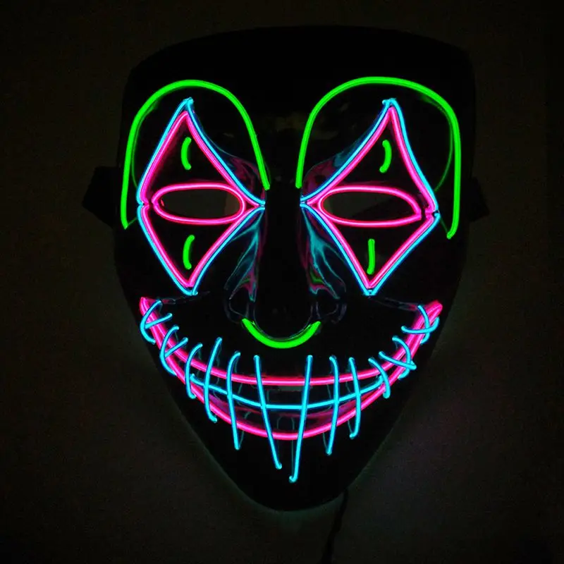 

Halloween EL Wire Scary Mask LED Cosplay Costume Light Up Glowing Mask For Costume Horror Mask Full Face Mask Halloween