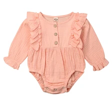 C 0-24M Newborn Toddler Baby Girl Clothes Ruffle Long Sleeve Romper Soft Jumpsuit Outfit Sunsuit - Color: C