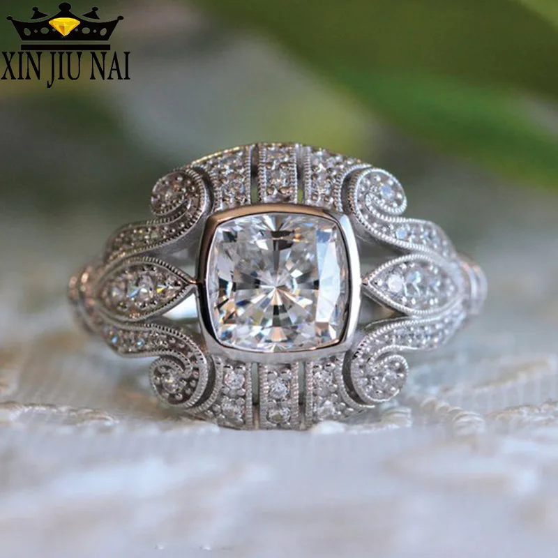 Anillos Silver Classic Flower Female Cubic Zirconia Stone Ring Unique Pattern Jewelry For Wedding Rings For Men Women Gifts