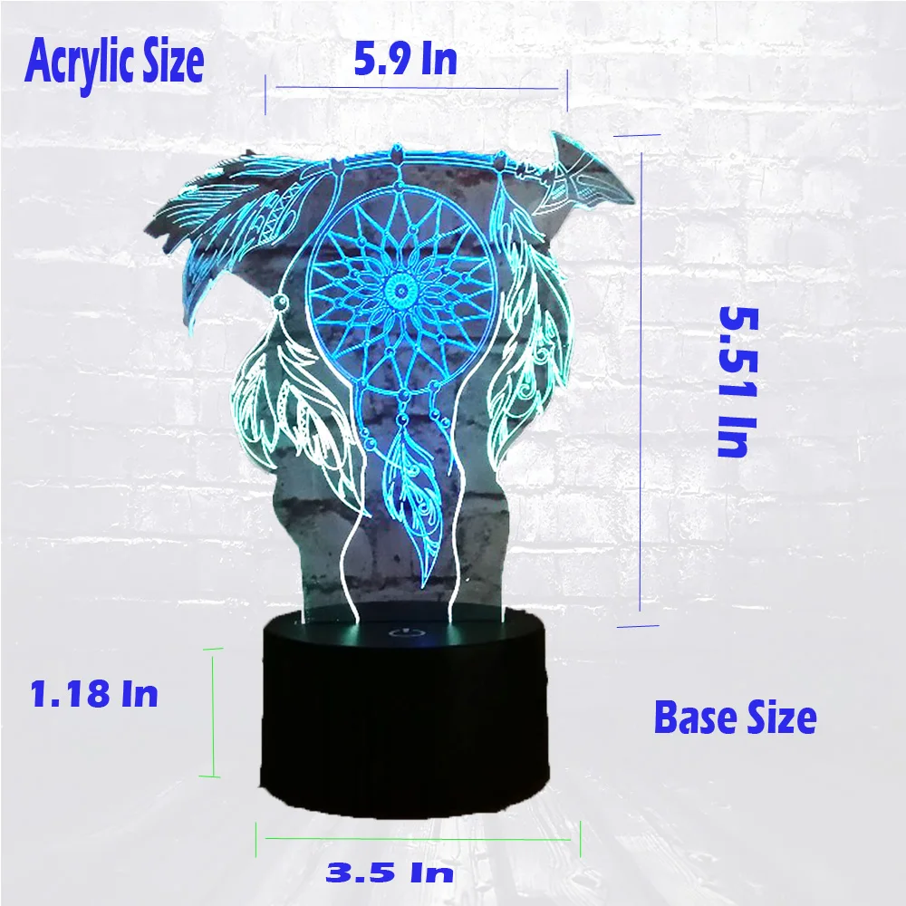  Hot Valentine Wind Chimes Table Lamp Switch Dream Catcher 3D Touch Night Light Bedroom Party Desk D - 32905673352