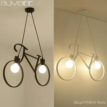 

Retro Bicycle Decorate Pendant Lights Modern Pendant Lamp Luminaria Industrial Lamp Loft Decor Fixture Living Dining Room Iron