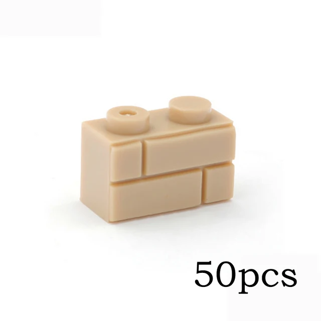 DIY Building Blocks Wall Figures Bricks 1x2 Dots 50/100PCS Educational Creative Toys for Children Size Compatible With 98283 Beige 50pcs