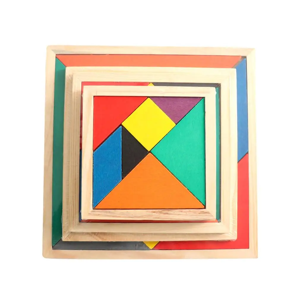 Colored jigsaw puzzleTangram Children's Educational Toys Wooden graphics cognitive early education stitching building blocks toy
