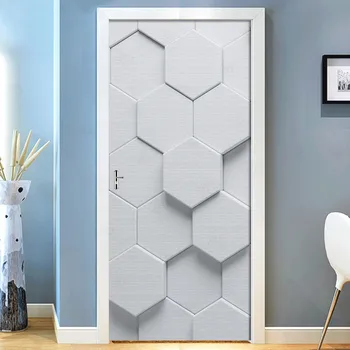 

Modern Decorative White Solid Image Geometry Self-Adhesive Door Sticker 3D Wallpaper Living Room Door Decor Wall Sticker Decal