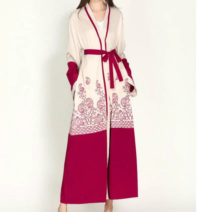 Кимоно мусульманский Саудовский Аравия кафтан Nida Абаи Дубай в Малайзии модный принт марокканский кафтан кардиган цвета хаки Longo халаты больших Размеры