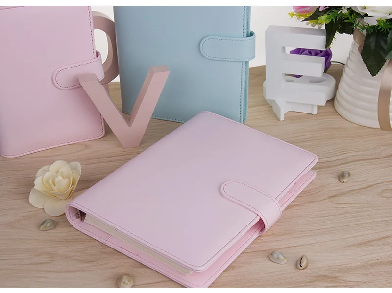 Cute Ring Stationery Business Notebook A5 A6 Genuine Leather Cover Loose Leaf Notebook Diary Travel Journal Sketchbook Planner (9)