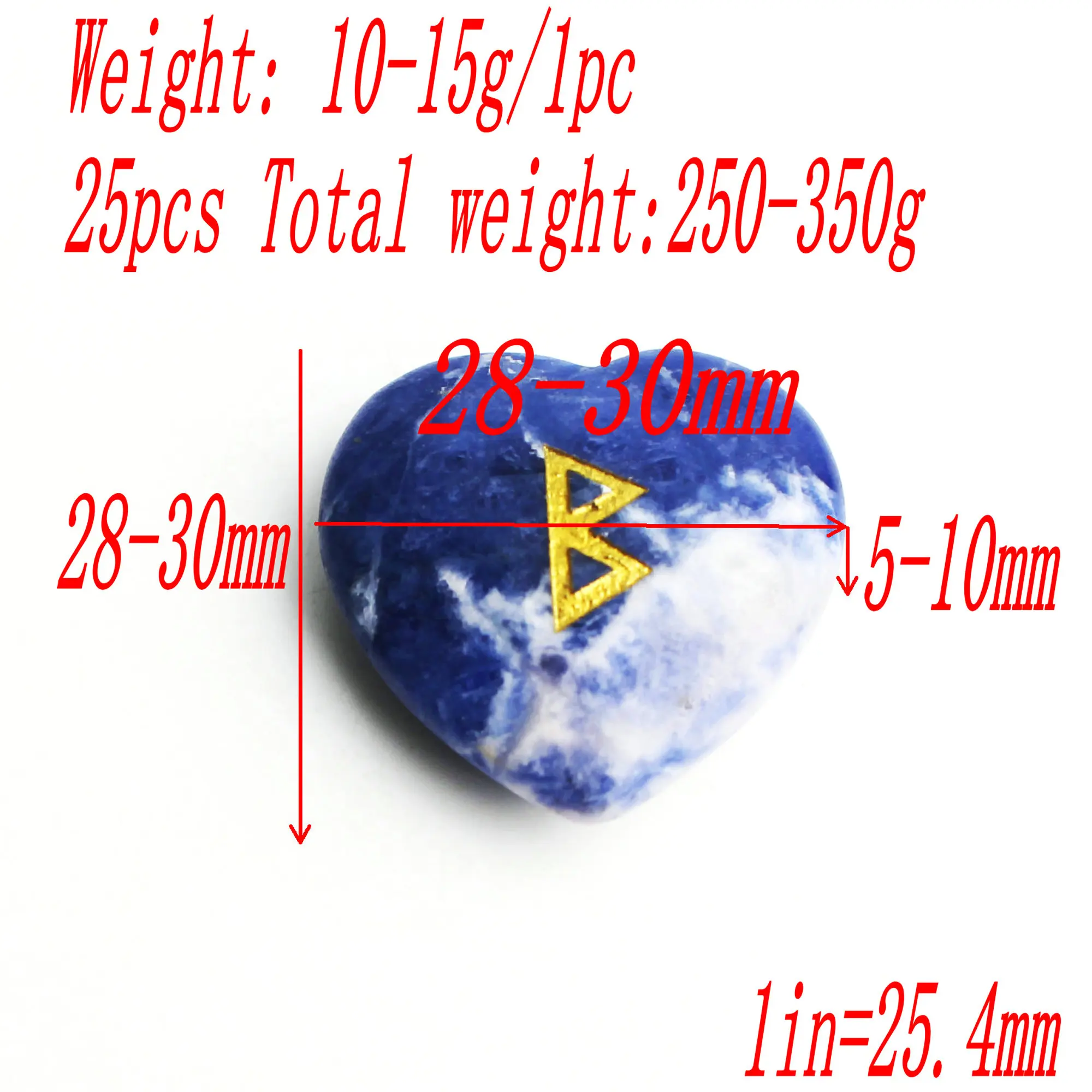 25 шт. натуральный кристалл чакра Руна кулон в форме сердца тонущий камень