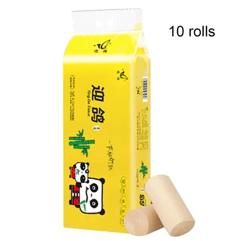 

10 rolls Paper Tissue Household Coreless Toilet Paper Premium 4-Ply Bamboo Fiber Multifold Papers Towels