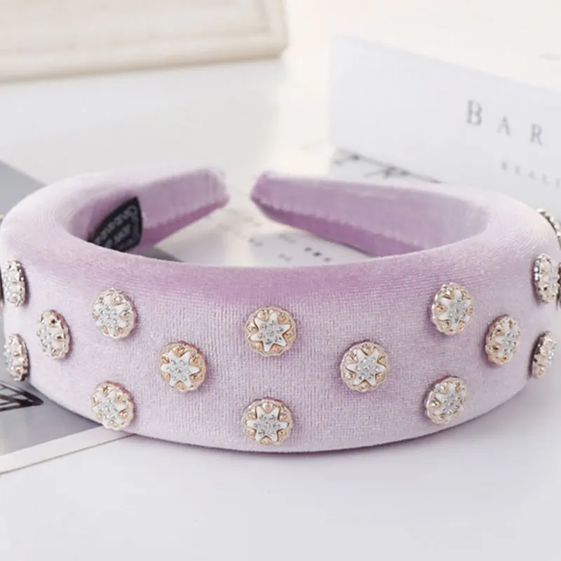 

Fioday Big Flower Nail Headband for Womens Thick Flat Back Velvet Headwear for Girls Bezel Hoops Women Hair Bands Drop Shipping