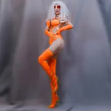 Светоотражающий флуоресцентный Женский воин сценический костюм наборы прозрачный топ бар DJ DS GOGO сценическое шоу наряд