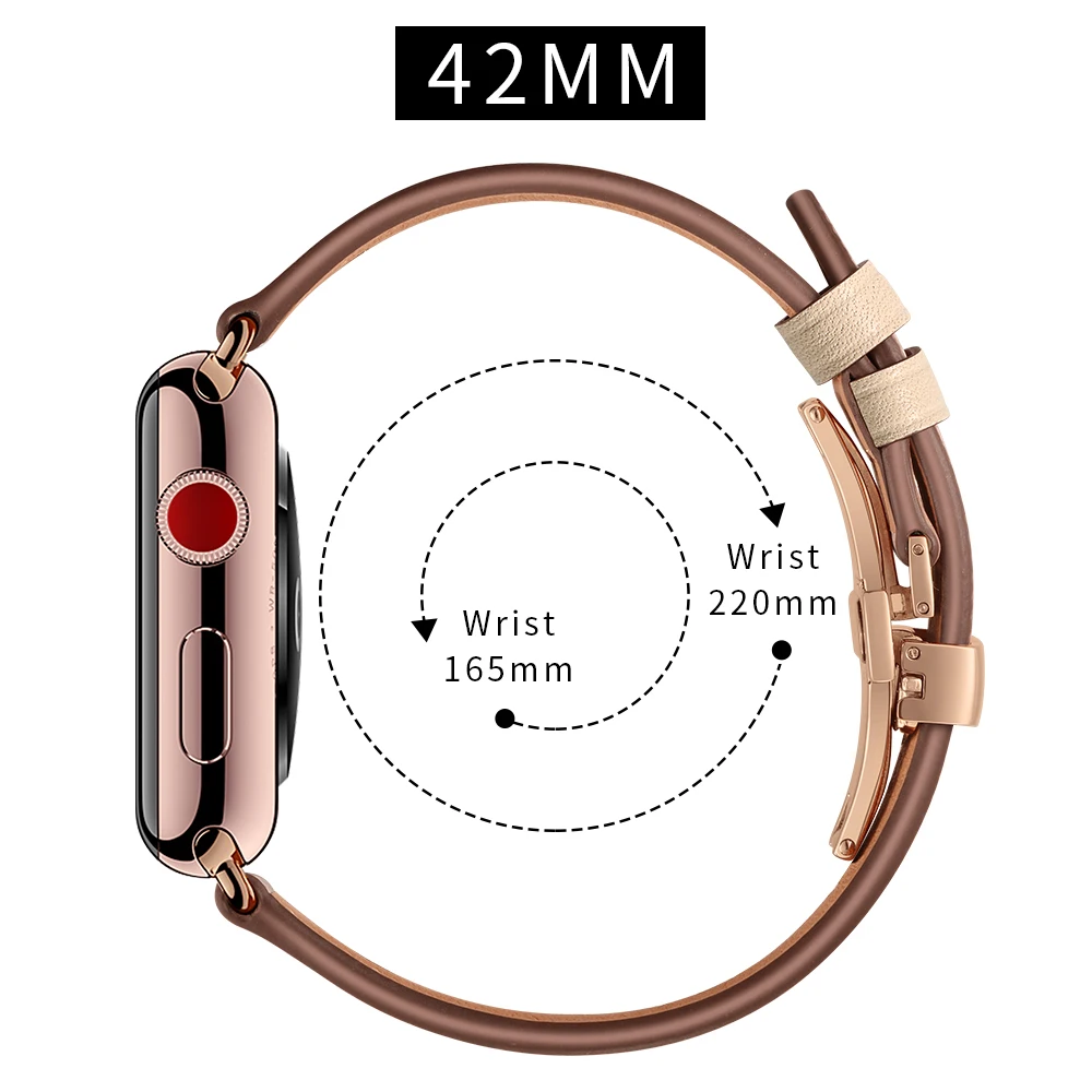 Кожаный ремешок для apple watch band 44 мм 40 мм, 42 мм, 38 мм, версия наручных часов iwatch apple watch 5/4/3/2/1 браслет Rosegold бабочка туфли с ремешком и пряжкой