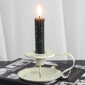 

2pcs Retro Iron With Handle Romantic Dinner Table Portable Valentines Day Party Gift Home Candle Holder Wedding Decor Taper