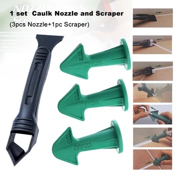 

Reusable Durable Smooth Home Caulking Finisher Accessories Spatulas Filler 3 In 1 Sealant Cement Nozzle Scraper Set Cleaning