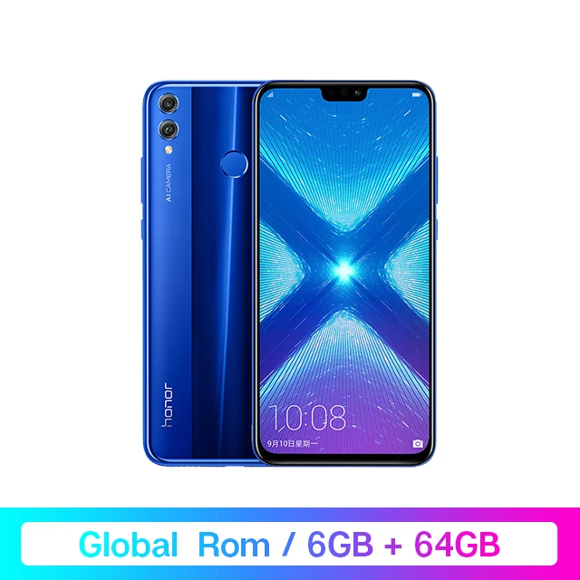 Смартфон Honor 8X8 X с глобальной прошивкой, 6 ГБ ОЗУ, 64 ГБ/128 ГБ, процессор Goolge Play Kirin 710, четыре ядра, 6,5 дюйма, 20 МП, двойная задняя камера, мобильный телефон OTA - Цвет: 6GB 64G Blue