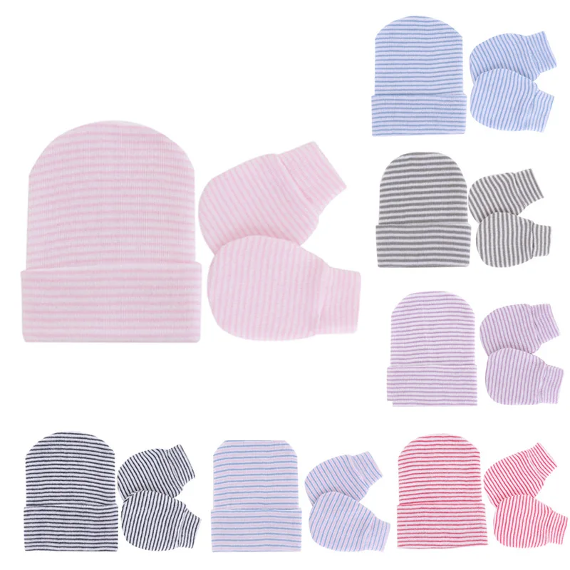Autumn Winter New Baby Hat And Gloves 2piece Suit Newborn Baby Hood