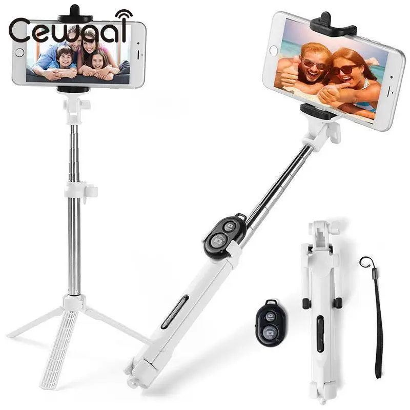

2019 New Portable Handle Wireless Bluetooth Remote Extendable Selfie Stick Monopod phone stand holder 3 in 1 Tripod For IOS