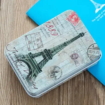 

Desk Organizer Home Storage Stationery Holder Eiffel Tower Printing Mini Tin Vintage Metal Box Case