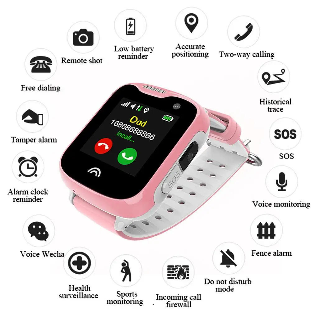 

1.33'' Touch-screen Kids Smart Phone Watch Waterproof Smart Watch GPS WIFI Real-time Position Monitor Remote Photograph for Kids