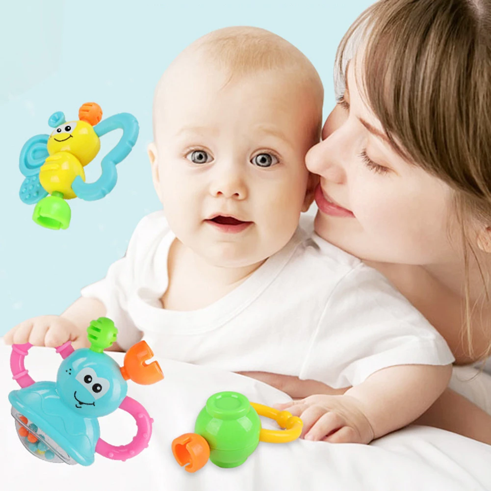7Pcs Cartoon Animal Newborn Baby Shake Hand Bell Musical Rattle Teething Toy 0-12 Months Newborn Infant Baby Boy Toys NEW