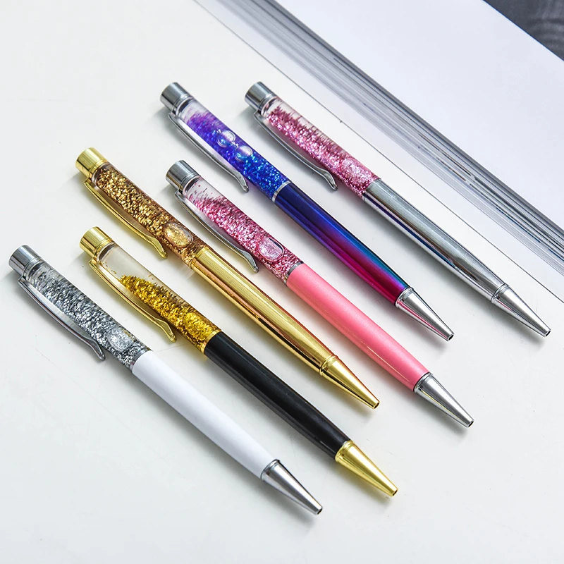 De moda de diseño de cristal de bolígrafos oro grava bolígrafo plumas papelería de oficina regalos para amigos aprender suministros