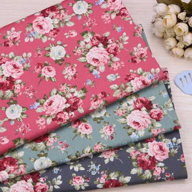 Rose fleur 100% coton tissu bricolage Patchwork Quilting à la main bébé tissu robe literie couverture feuilles Tilda Tissus Tecidos 1
