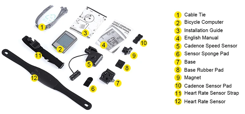 11 Wireless Bicycle Computer Bike Odometer Speedometer LCD Display 3 in 1 Cycling Computer Speed Cadence Heart Rate Monitor Sensor
