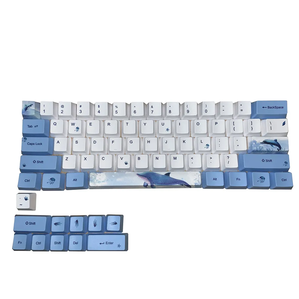 Sakura Keycap 60% PBT OEM Keycap набор Mechanische Toetsenbord keycap для GH60 RK61/ALT61/Annie/poker keycap GK61 GK64 - Цвет: Whale 6064 Keycap