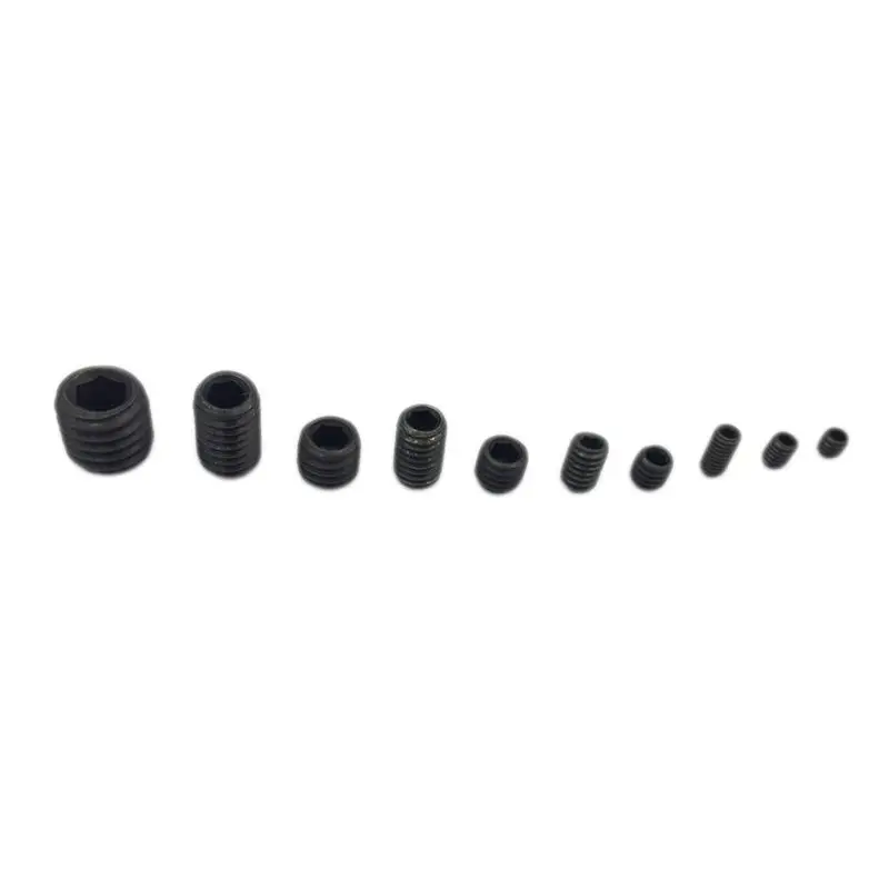 200PCS M3 M4 M5 M6 M8 Hex Head Socket Hex Grub Screw Set Assortment Kit(Black Alloy Steel