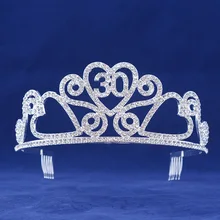 Hg759 элегантный ужин изысканный Корона белый кристалл сердце головной убор принцессы день рождения с цифрами Корона алиэкспресс Лидер продаж