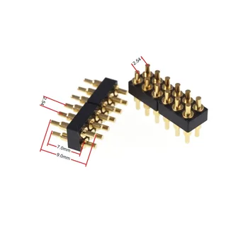 

2 pcs Spring Loaded Pogo Pin connector 12 Position 2x6 Pins Pitch 2.54 mm Grid Pitch Dual Row 7.0 mm Height Through Holes DIP