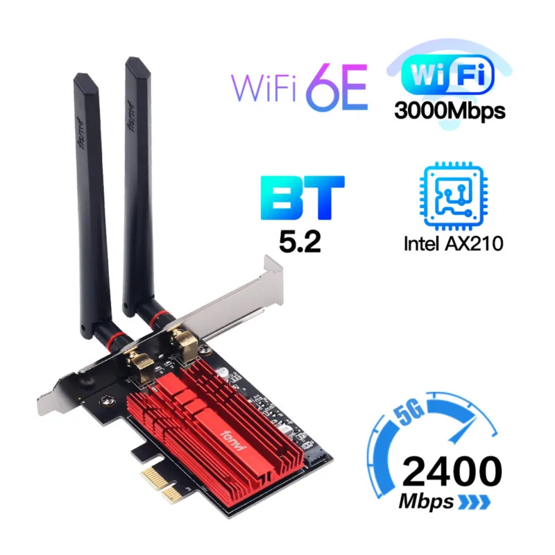 phone lan adapter Intel AX210NGW pcie wifi adapter 2.4G/5G/6GHz 802.11AX/AC Bluetooth 5.2 Wi-Fi 6E Wireless Network Wlan Card desktop Windows 10 wifi card for pc Network Cards