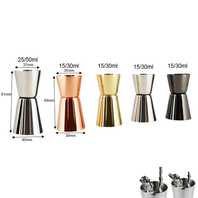 25/50ML Stainless Steel Cocktail Shaker Measuring Cup Double Cup Water  Glass Alcohol Meter Kitchen and Bar Accessories